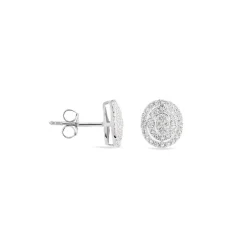 Histoire d'Or Boucles D'oreilles Puces Fidjy Argent Blanc Oxyde De Zirconium New