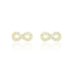 Histoire d'Or Boucles D'oreilles Puces Fannelle Infini Or Jaune Oxyde De Zirconium