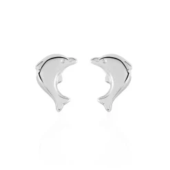Histoire d'Or Boucles D'oreilles Puces Fulvie Dauphin 5 or blanc