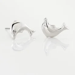 Histoire d'Or Boucles D'oreilles Puces Fulvie Dauphin 5 or blanc