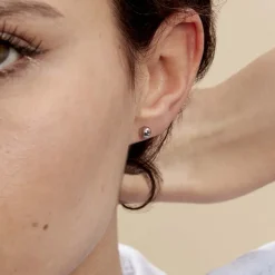 Histoire d'Or Boucles D'oreilles Puces Fidelia Boule or blanc Hot