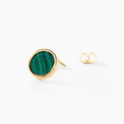 Histoire d'Or Boucles D'oreilles Puces Florica Or Jaune Malachite
