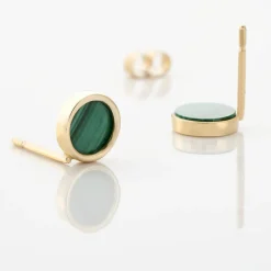 Histoire d'Or Boucles D'oreilles Puces Florica Or Jaune Malachite