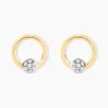 Histoire d'Or Boucles D'oreilles Puces Gisa Jaune Diamant Blanc New