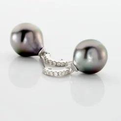 Histoire d'Or Boucles D'oreilles Puces Gatiene Or Blanc Perle De Culture Et Diamant Discount