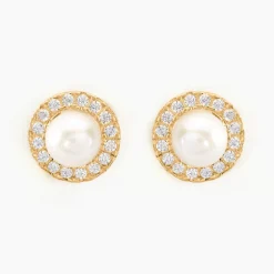 Histoire d'Or Boucles D'oreilles Puces Grizel Or Jaune Perle De Culture Et Oxyde Online