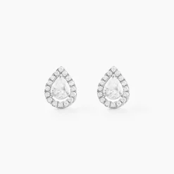 Histoire d'Or Boucles D'oreilles Puces Hildana Or Blanc Oxyde De Zirconium