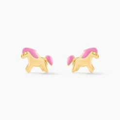 Histoire d'Or Boucles D'oreilles Puces Heldea Cheval Or Jaune Best