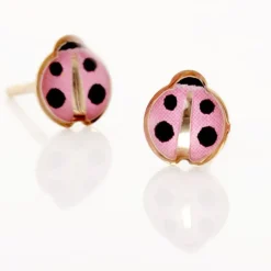 Histoire d'Or Boucles D'oreilles Puces Helidie Coccinelle Or Jaune or jaune smalto rose Clearance
