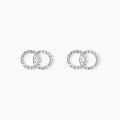 Histoire d'Or Boucles D'oreilles Puces Iwa Argent Blanc Oxyde De Zirconium Clearance