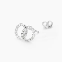 Histoire d'Or Boucles D'oreilles Puces Iwa Argent Blanc Oxyde De Zirconium Clearance