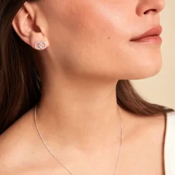 Histoire d'Or Boucles D'oreilles Puces Iwa Argent Blanc Oxyde De Zirconium Clearance