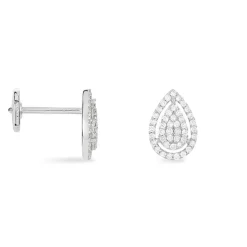 Histoire d'Or Boucles D'oreilles Puces Izia Or Blanc Diamant New