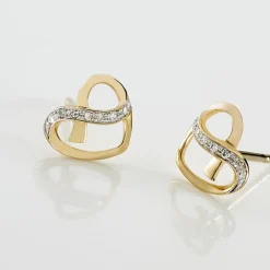 Histoire d'Or Boucles D'oreilles Puces Juliane or jaune diamant New