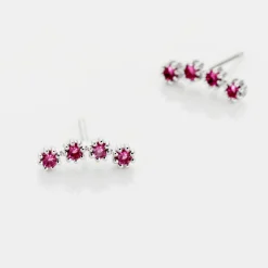 Histoire d'Or Boucles D'oreilles Puces Karrie Argent Blanc Oxyde De Zirconium argent blanc oxyde rouge New