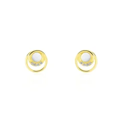 Histoire d'Or Boucles D'oreilles Puces Kamilka Or Jaune Nacre Et Oxydes Online