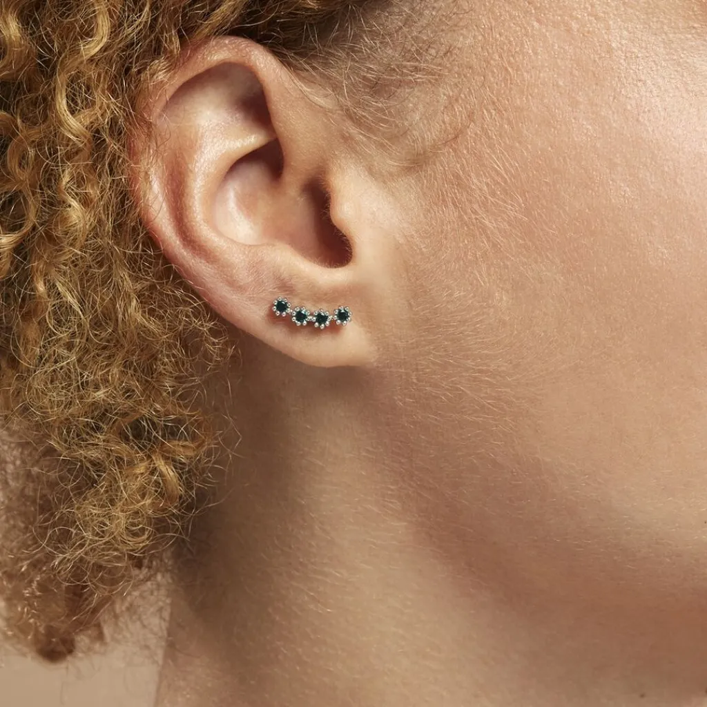 Histoire d'Or Boucles D'oreilles Puces Karrie Argent Blanc Oxyde De Zirconium argent blanc oxyde vert Best