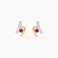 Histoire d'Or Boucles D'oreilles Puces Kirsten Or Jaune Rubis Et Diamant Sale
