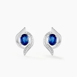 Histoire d'Or Boucles D'oreilles Puces Lydia Or Blanc Saphir Clearance