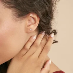 Histoire d'Or Boucles D'oreilles Puces Laena Argent Blanc Oxyde De Zirconium