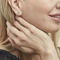 Histoire d'Or Boucles D'oreilles Puces Lila Plaqué Or Jaune Oxyde De Zirconium Best