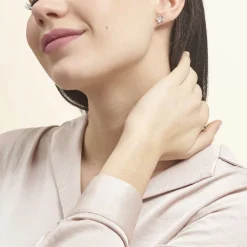 Histoire d'Or Boucles D'oreilles Puces Locmae Argent Blanc New