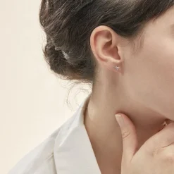 Histoire d'Or Boucles D'oreilles Puces Luann Or Blanc Topaze New