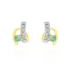 Histoire d'Or Boucles D'oreilles Puces Loubra Or Jaune Emeraude New