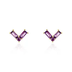Histoire d'Or Boucles D'oreilles Puces Lavender Or Jaune Améthyste or jaune améthyste violet Outlet