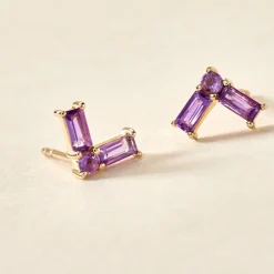 Histoire d'Or Boucles D'oreilles Puces Lavender Or Jaune Améthyste or jaune améthyste violet Outlet