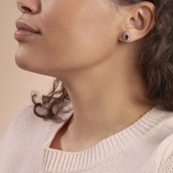 Histoire d'Or Boucles D'oreilles Puces Lisea Plaqué Or Verre Et Oxyde De Zirconium plaqué or jaune verre bleu Best