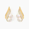 Histoire d'Or Boucles D'oreilles Puces Loeva Or Jaune Perle De Culture Et Oxyde Clearance
