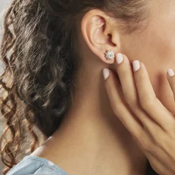 Histoire d'Or Boucles D'oreilles Puces Lisea Plaqué Or Oxydes De Zirconium plaqué or jaune oxyde Discount