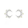 LAETIZIA Boucles D'oreilles Puces Moon Argent Perle D'imitation Et Oxyde Sale