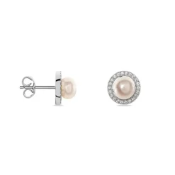 Histoire d'Or Boucles D'oreilles Puces Mathie Argent Blanc Perle De Culture Et Oxyde Online