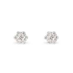 Histoire d'Or Boucles D'oreilles Puces Magnolia Or Blanc Diamant Sale