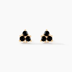 Histoire d'Or Boucles D'oreilles Puces Midnight Royalty Plaqué Or Jaune Oxyde New