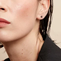 Histoire d'Or Boucles D'oreilles Puces Midnight Royalty Plaqué Or Jaune Oxyde New