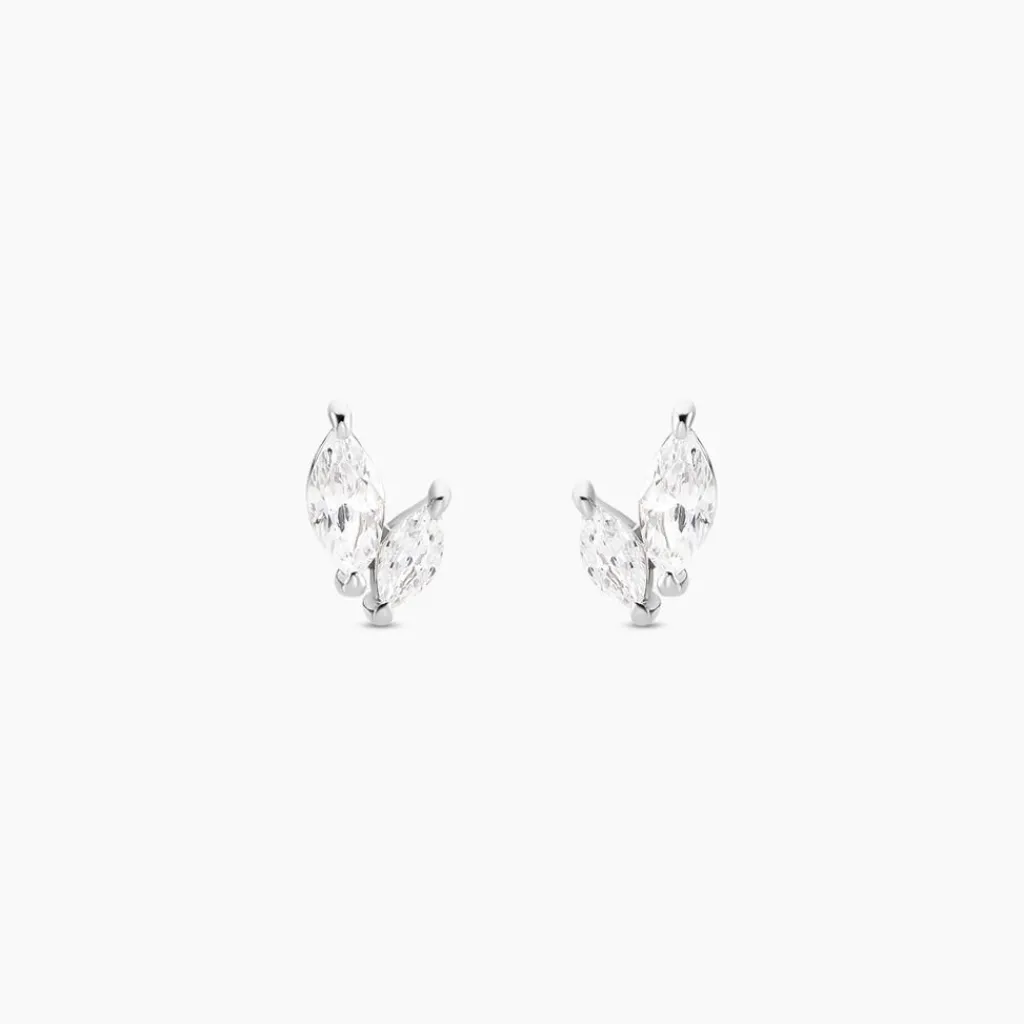 Histoire d'Or Boucles D'oreilles Puces Navette De Zirconium argent blanc oxyde Discount