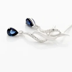 Histoire d'Or Boucles D'oreilles Puces Nolia Or Blanc Saphir Et Diamant Discount