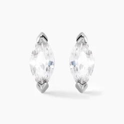 Histoire d'Or Boucles D'oreilles Puces Navette De Zirconium argent blanc oxyde Clearance