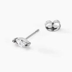 Histoire d'Or Boucles D'oreilles Puces Navette De Zirconium argent blanc oxyde Clearance