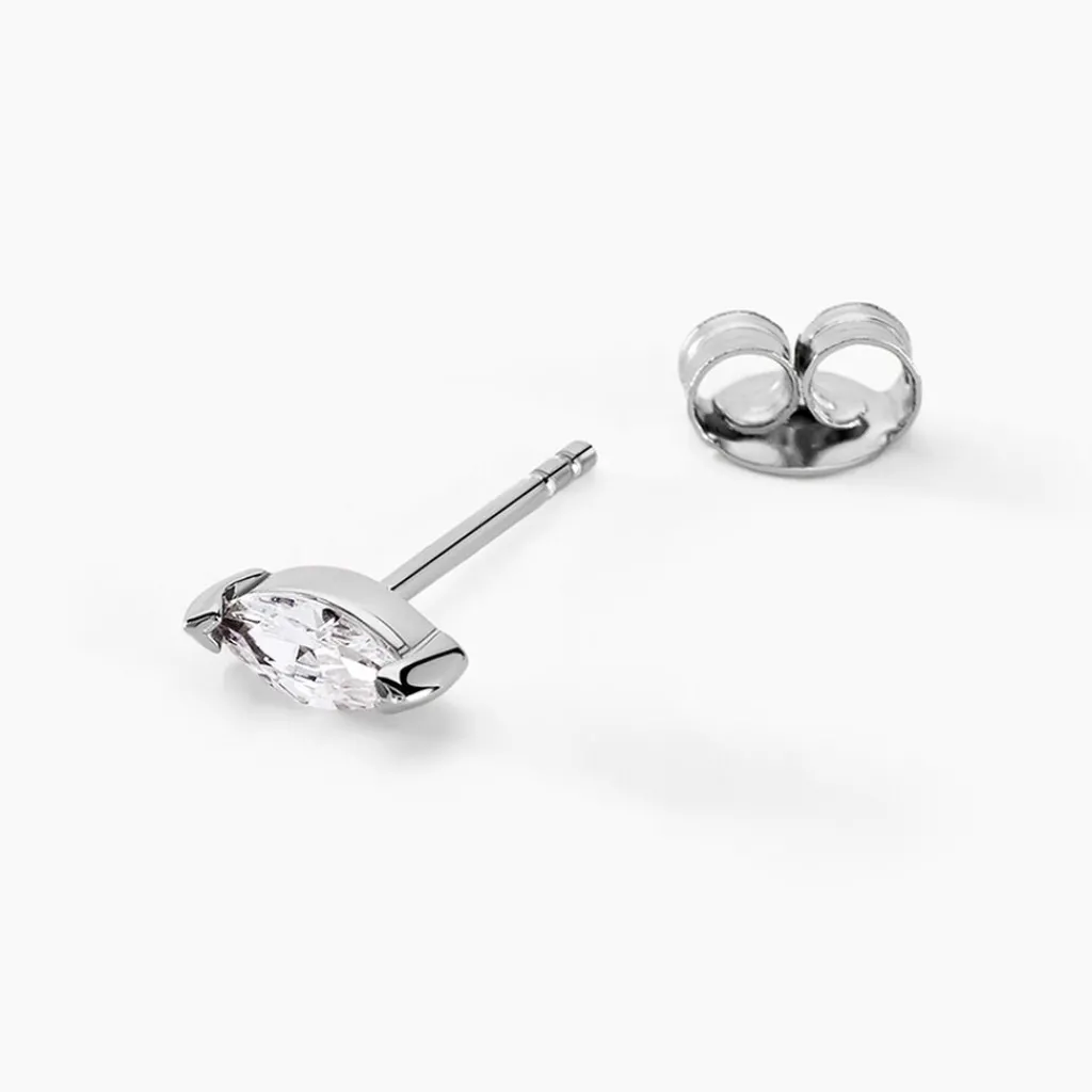 Histoire d'Or Boucles D'oreilles Puces Navette De Zirconium argent blanc oxyde Clearance
