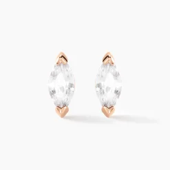 Histoire d'Or Boucles D'oreilles Puces Navette De Zirconium argent rose oxyde
