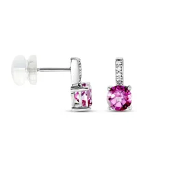Histoire d'Or Boucles D'oreilles Puces Noora Or Blanc Topaze Rose Oxyde De Zirconium Best
