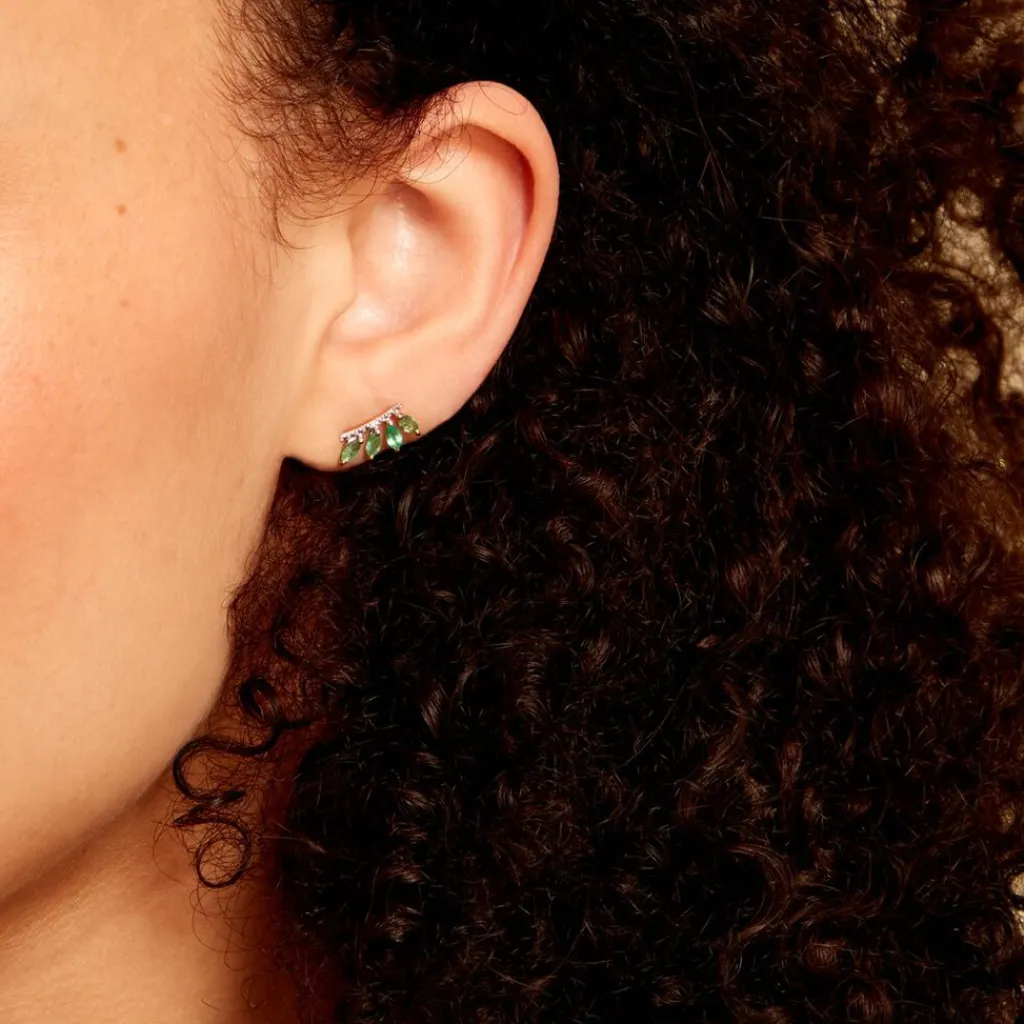 Histoire d'Or Boucles D'oreilles Puces Navette Or Jaune Emeraude Diamant or jaune émeraude Outlet