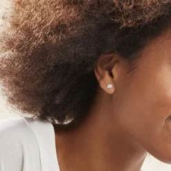 Histoire d'Or Boucles D'oreilles Puces Or Blanc Strass Best