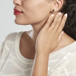 Histoire d'Or Boucles D'oreilles Puces Orbe Argent Blanc Céramique argent blanc céramique noire Outlet