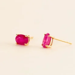 Histoire d'Or Boucles D'oreilles Puces Ovale or jaune rubis Clearance