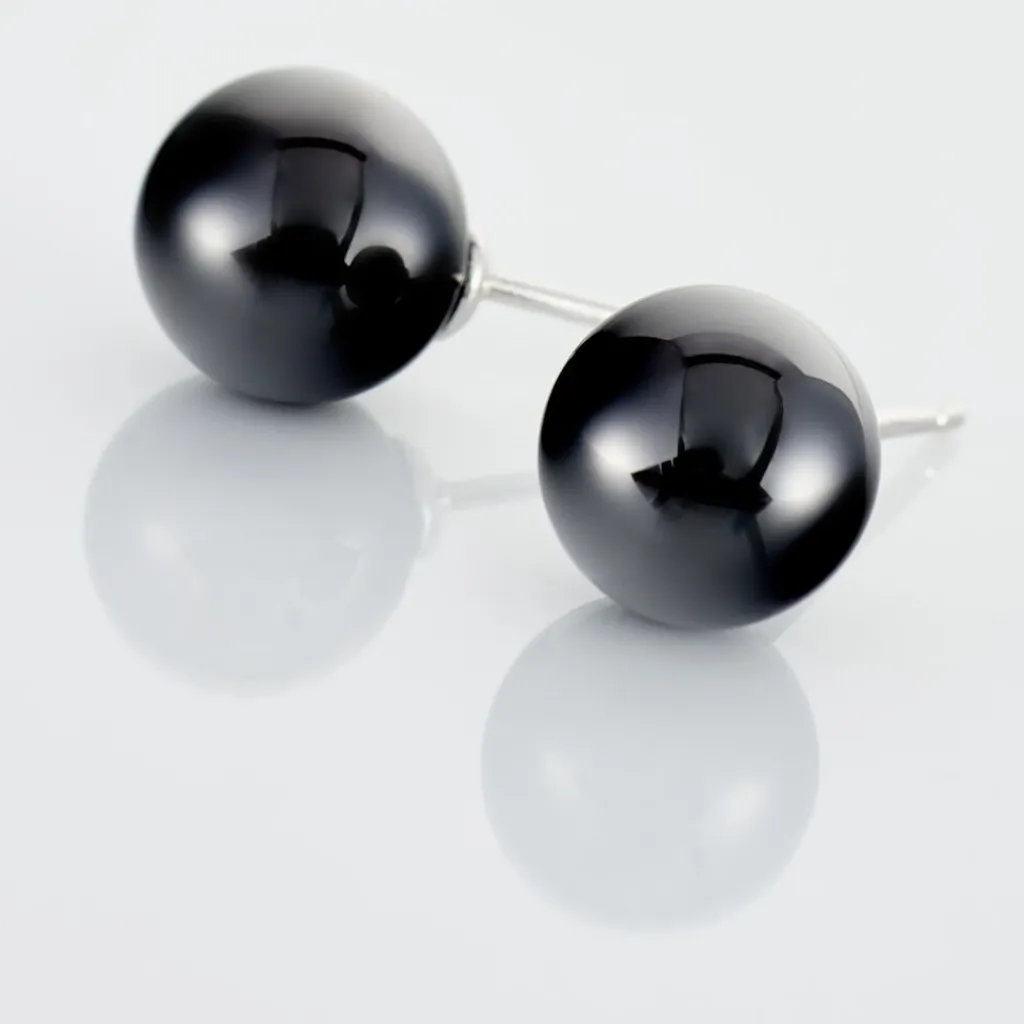 Histoire d'Or Boucles D'oreilles Puces Orbe Argent Blanc Céramique argent blanc céramique noire Sale